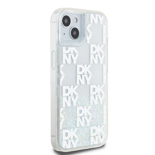 DKNY Liquid Glitter Multilogo tapauksessa iPhone 15 / 14 / 13 - valkoinen