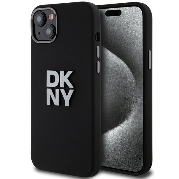 DKNY neste silikoni metalli logo iPhone 15/14/13 tapauksessa - musta