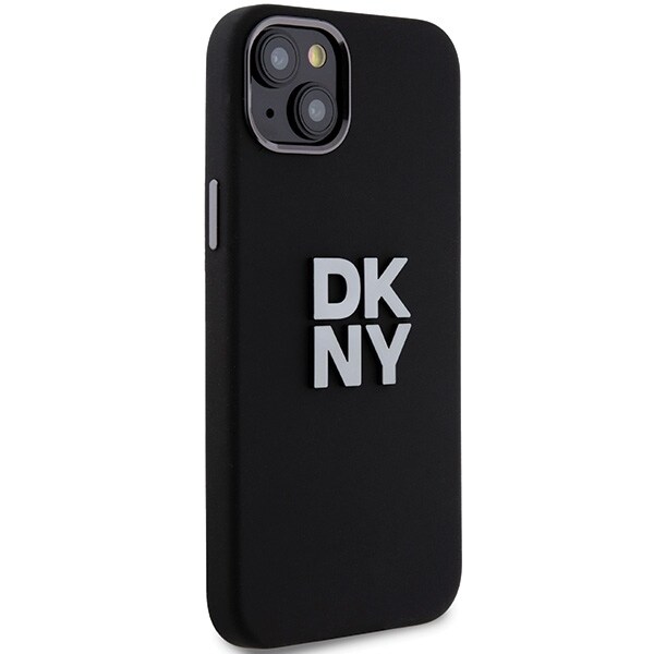 DKNY neste silikoni metalli logo iPhone 15/14/13 tapauksessa - musta
