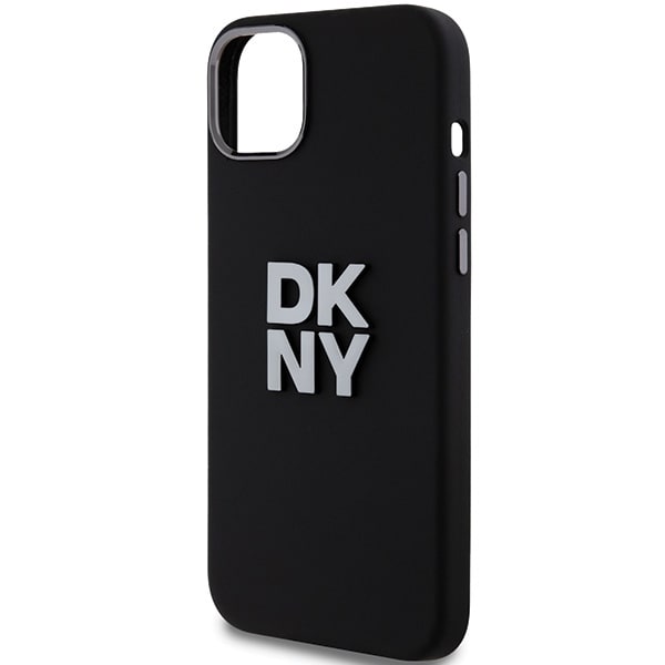 DKNY neste silikoni metalli logo iPhone 15/14/13 tapauksessa - musta