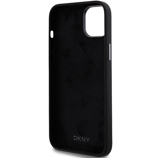 DKNY neste silikoni metalli logo iPhone 15/14/13 tapauksessa - musta