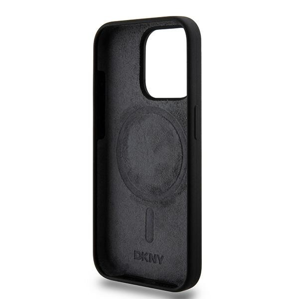DKNY Liquid Silicone Valkoinen painettu logo MagSafe iPhone 14 Pro Case - Musta