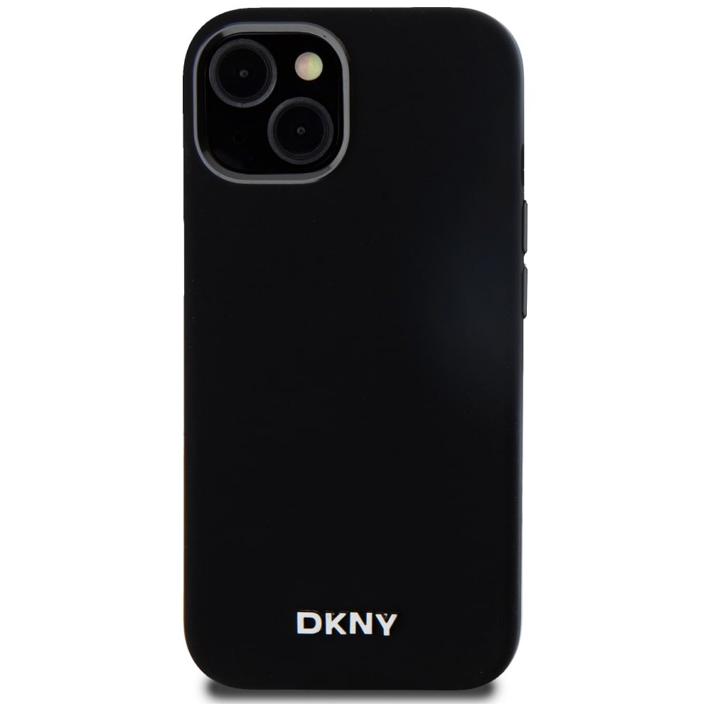DKNY Liquid Silikoni Pieni Metal Logo MagSafe kotelo iPhone 14/15/13 - Musta