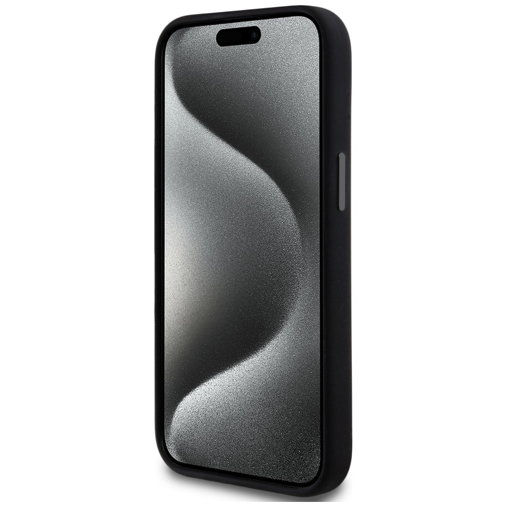 DKNY Liquid Silikoni Pieni Metal Logo MagSafe kotelo iPhone 14/15/13 - Musta