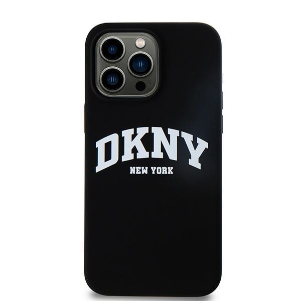 DKNY Liquid Silicone Valkoinen painettu logo MagSafe iPhone 14 Pro Max Case - Musta