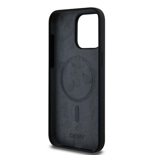 DKNY Liquid Silicone Valkoinen painettu logo MagSafe iPhone 14 Pro Max Case - Musta