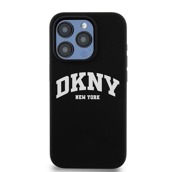 DKNY Liquid Silicone Valkoinen painettu logo MagSafe iPhone 15 Pro Case - Musta
