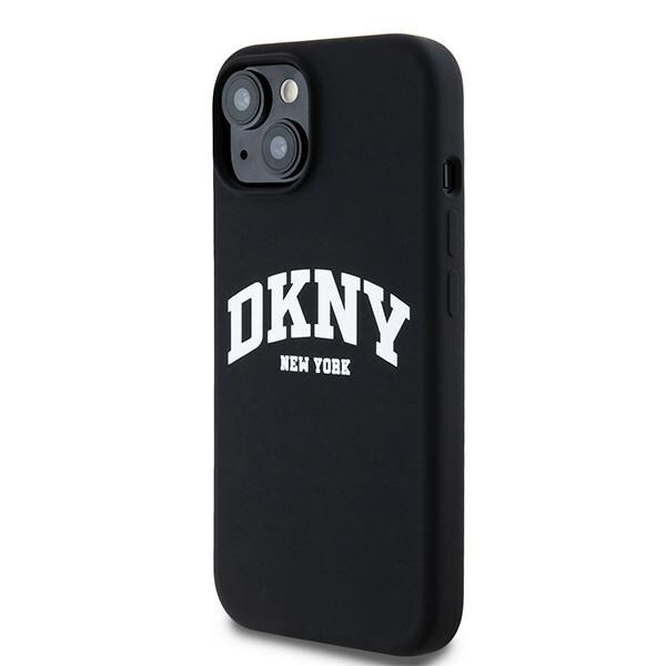 DKNY neste silikoni valkoinen painettu logo MagSafe tapauksessa iPhone 15 Plus / 14 Plus - musta