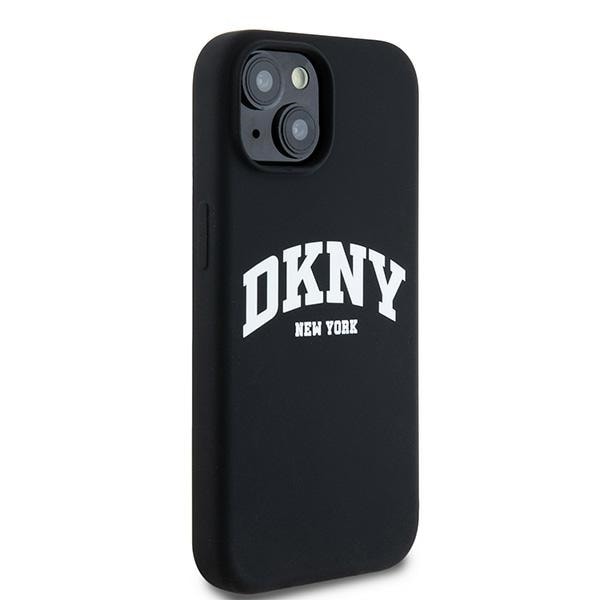 DKNY neste silikoni valkoinen painettu logo MagSafe tapauksessa iPhone 15 Plus / 14 Plus - musta