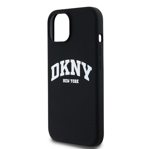 DKNY neste silikoni valkoinen painettu logo MagSafe tapauksessa iPhone 15 Plus / 14 Plus - musta
