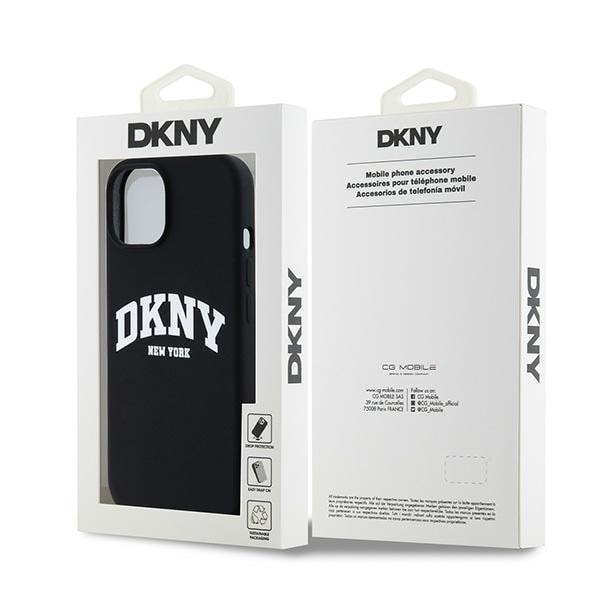 DKNY neste silikoni valkoinen painettu logo MagSafe tapauksessa iPhone 15 Plus / 14 Plus - musta