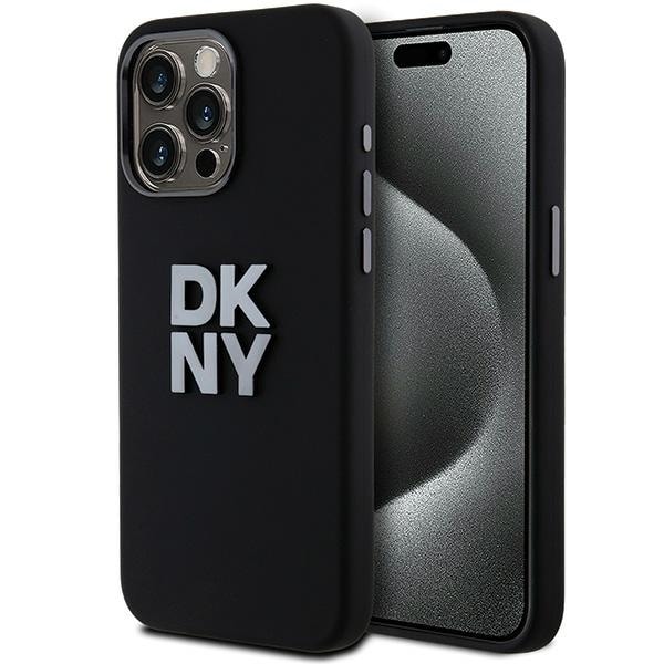 DKNY neste silikoni metalli logo iPhone 15 Pro Max Case - musta
