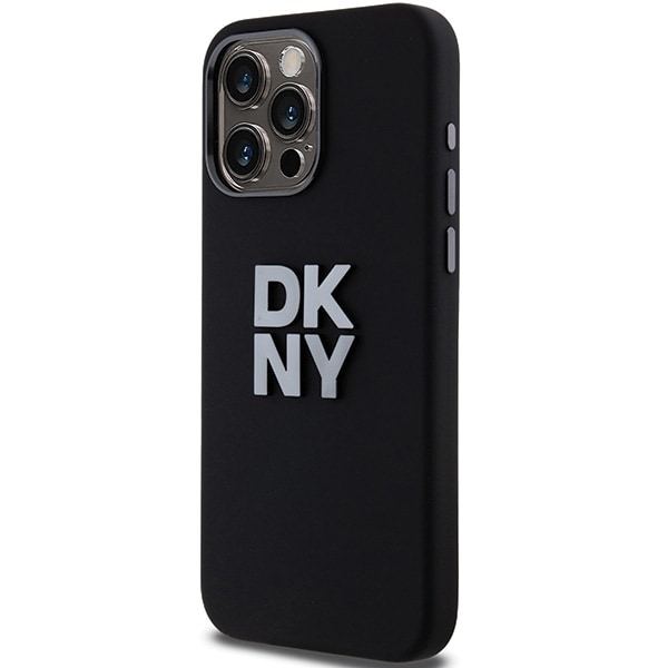 DKNY neste silikoni metalli logo iPhone 15 Pro Max Case - musta