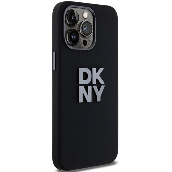DKNY neste silikoni metalli logo iPhone 15 Pro Max Case - musta