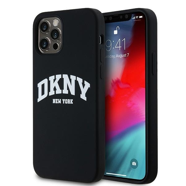 DKNY Liquid Silikoni Valkoinen painettu logo MagSafe kotelo iPhone 12/12 Pro - musta