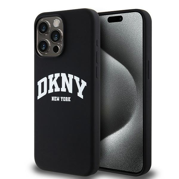 DKNY Liquid Silicone Valkoinen painettu logo MagSafe iPhone 13 Pro Max Case - Musta