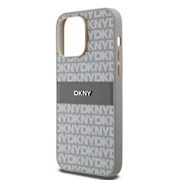 DKNY Nahka Mono Stripe & Metal Logo tapauksessa iPhone 14 Pro - beige