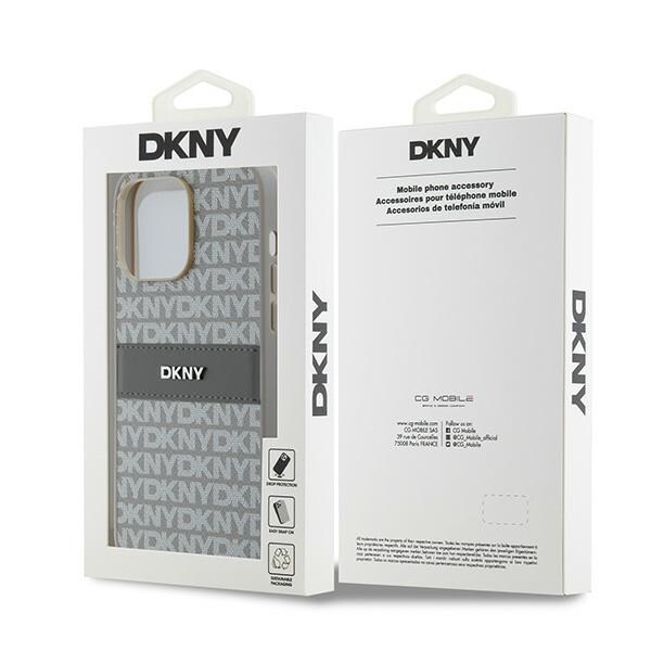 DKNY Nahka Mono Stripe & Metal Logo tapauksessa iPhone 14 Pro - beige
