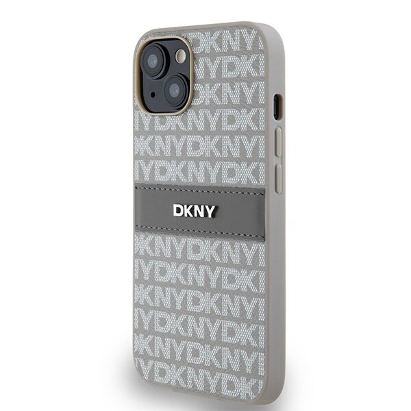 DKNY Nahka Mono Stripe & Metal Logo tapauksessa iPhone 15 / 14 / 13 - beige