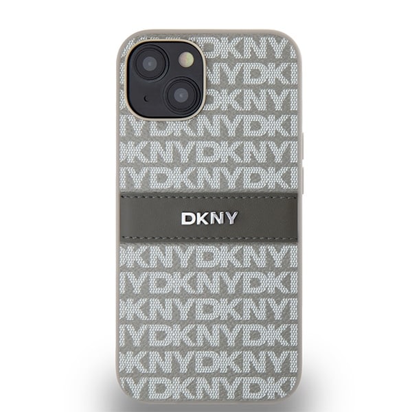 DKNY Nahka Mono Stripe & Metal Logo tapauksessa iPhone 15 / 14 / 13 - beige