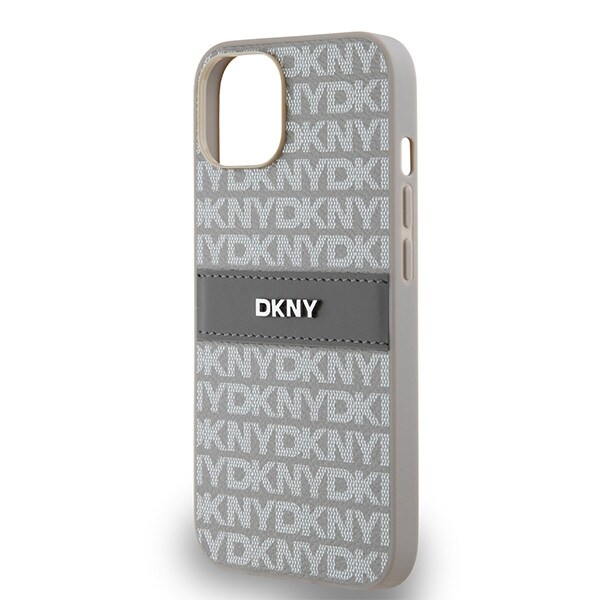 DKNY Nahka Mono Stripe & Metal Logo tapauksessa iPhone 15 / 14 / 13 - beige