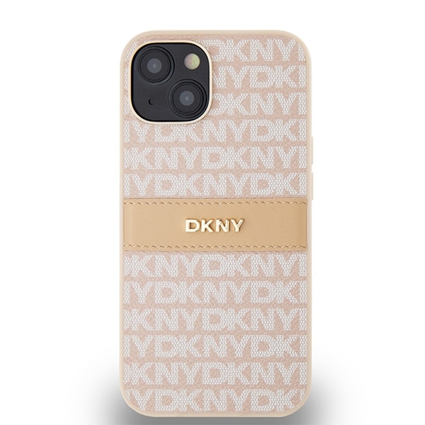 DKNY Nahka Mono Stripe & Metal Logo tapauksessa iPhone 15 / 14 / 13 - vaaleanpunainen
