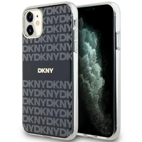 DKNY IML Mono & Stripe MagSafe tapauksessa iPhone 11 / Xr - musta
