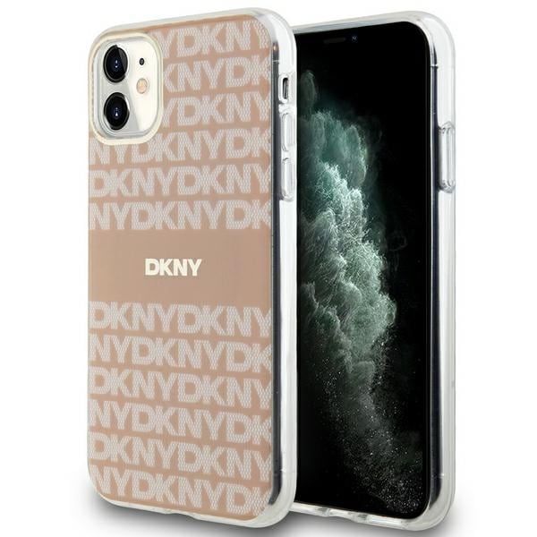 DKNY IML Mono & raita MagSafe tapauksessa iPhone 11 / Xr - vaaleanpunainen