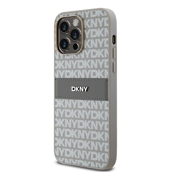 DKNY Nahka Mono Stripe & Metal Logo tapauksessa iPhone 14 Pro Max - beige