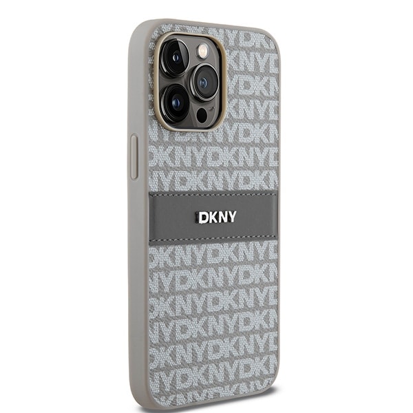 DKNY Nahka Mono Stripe & Metal Logo tapauksessa iPhone 14 Pro Max - beige