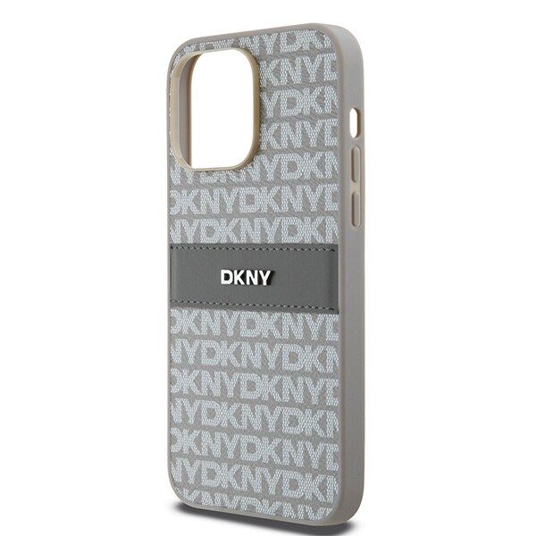 DKNY Nahka Mono Stripe & Metal Logo tapauksessa iPhone 14 Pro Max - beige