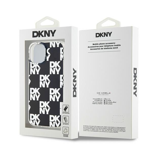 DKNY IML Checkered Mono Pattern tapauksessa iPhone 15 / 14 / 13 - musta