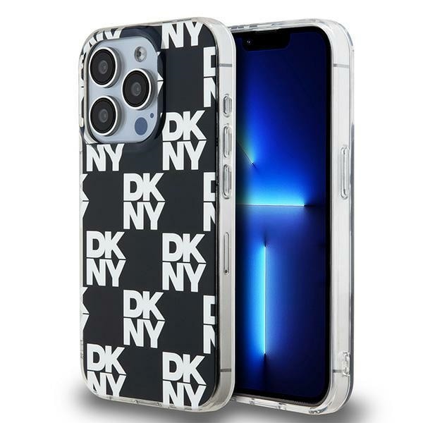 DKNY IML Checkered Mono Pattern tapauksessa iPhone 15 Pro Max - musta