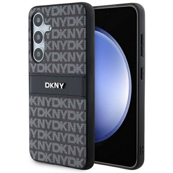 DKNY Nahka Mono Stripe & Metal Logo tapauksessa Samsung Galaxy S24+ - musta