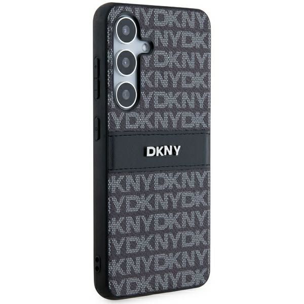 DKNY Nahka Mono Stripe & Metal Logo tapauksessa Samsung Galaxy S24 - musta