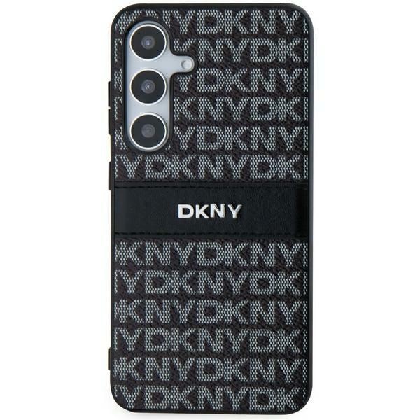 DKNY Nahka Mono Stripe & Metal Logo tapauksessa Samsung Galaxy S24 - musta