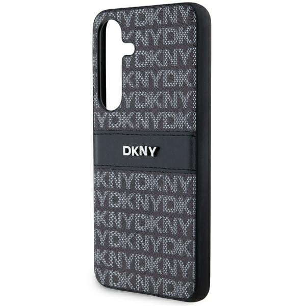 DKNY Nahka Mono Stripe & Metal Logo tapauksessa Samsung Galaxy S24 - musta