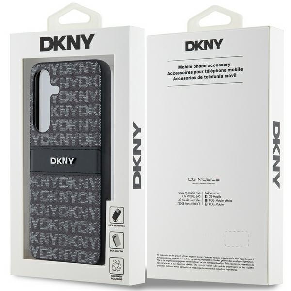 DKNY Nahka Mono Stripe & Metal Logo tapauksessa Samsung Galaxy S24 - musta