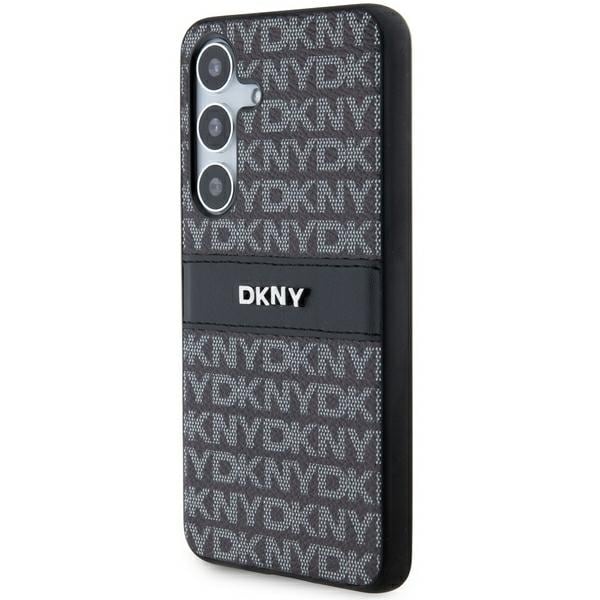 DKNY Nahka Mono Stripe & Metal Logo tapauksessa Samsung Galaxy S24 - musta