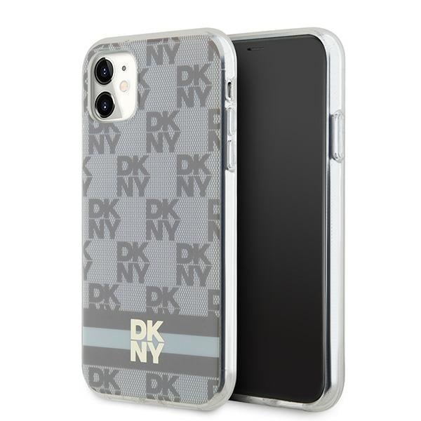 DKNY IML Checkered Mono Pattern & painettu raidat MagSafe tapauksessa iPhone 11 / Xr - beige