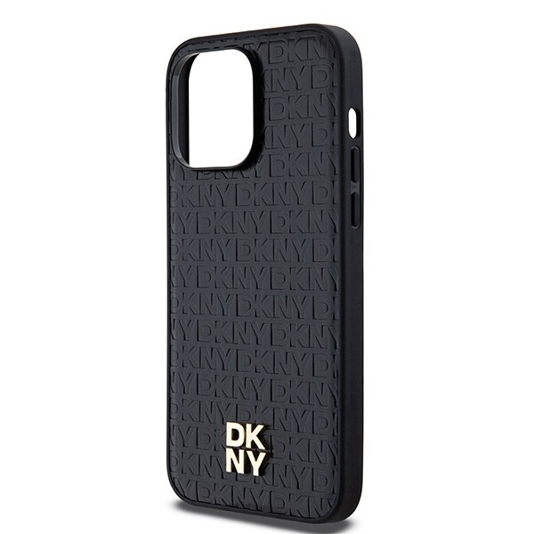 DKNY nahkakuvioinen metalli logo MagSafe tapauksessa iPhone 13 Pro / 13 - musta