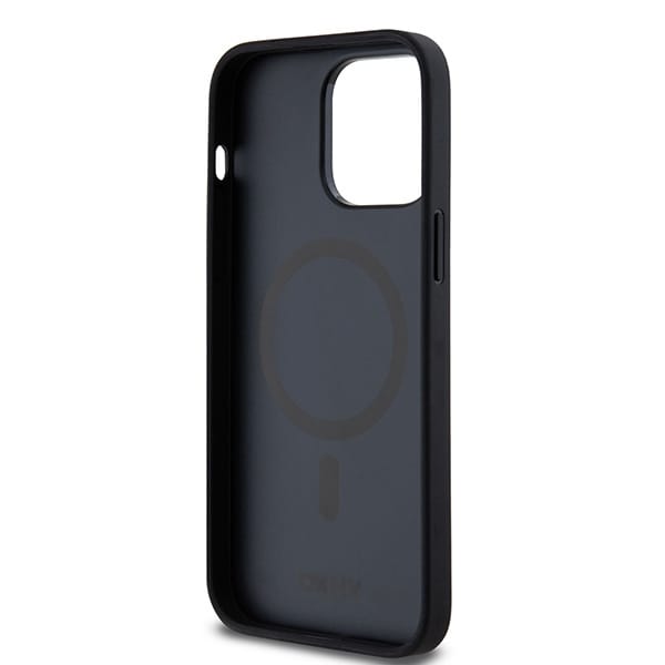 DKNY nahkakuvioinen metalli logo MagSafe tapauksessa iPhone 13 Pro / 13 - musta