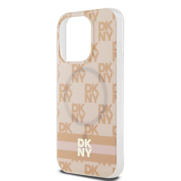 DKNY IML Checkered Pattern & Printed Stripes MagSafe Case for iPhone 13 Pro Max - Pink