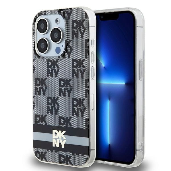 DKNY IML Checkered Mono Pattern & painettu raidat MagSafe tapauksessa iPhone 14 Pro - musta