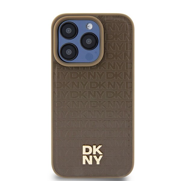 DKNY Nahkakuvio Metalli Logo MagSafe tapauksessa iPhone 14 Pro - ruskea
