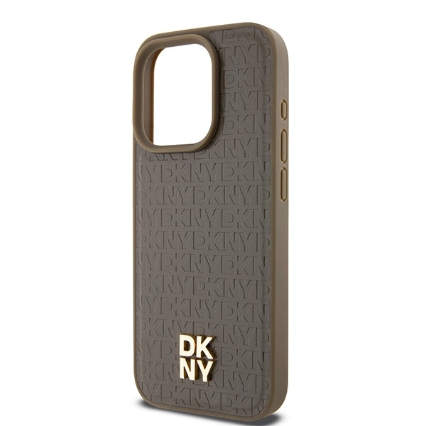 DKNY Nahkakuvio Metalli Logo MagSafe tapauksessa iPhone 14 Pro - ruskea