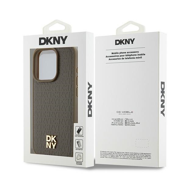 DKNY Nahkakuvio Metalli Logo MagSafe tapauksessa iPhone 14 Pro - ruskea