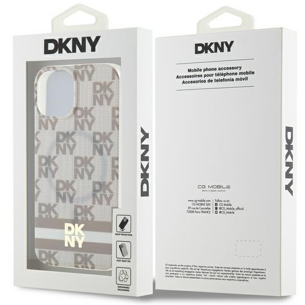 DKNY Checkered Mono Pattern MagSafe Case for iPhone 15/14/13 - Beige