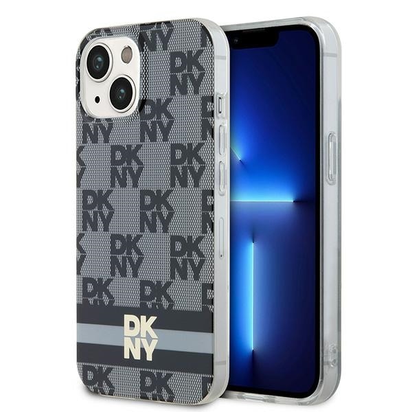DKNY IML Checkered Mono Pattern & painettu raidat MagSafe tapauksessa iPhone 15/14/13 - musta