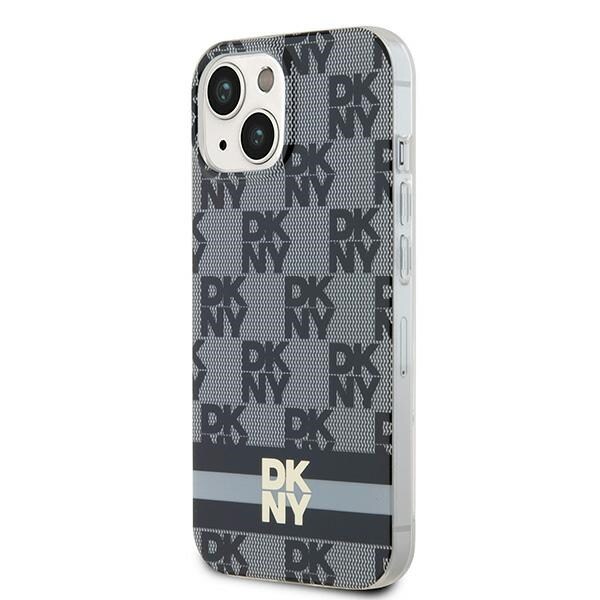 DKNY IML Checkered Mono Pattern & painettu raidat MagSafe tapauksessa iPhone 15/14/13 - musta